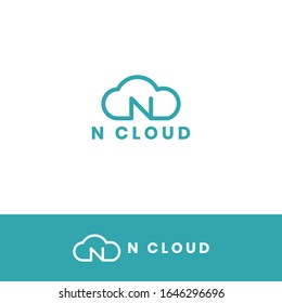 plantilla de diseño de logotipo de letra n nube - simple y moderno 