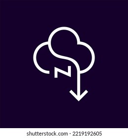 vector de diseño del logotipo de la letra n nube