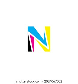 Letter N with CMYK Color Logo Vector 001