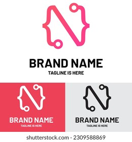 Letter n coding technology logo	

