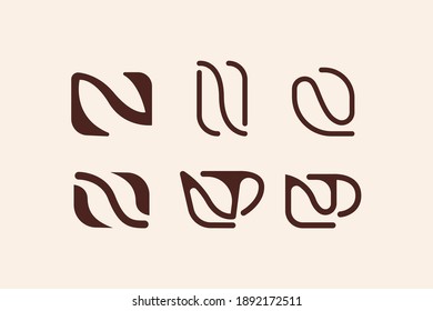 letter N coffee modern logo design