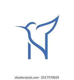 Letra N Colibri Logo Design Vetor Ícone Gráfico Emblema Ilustração