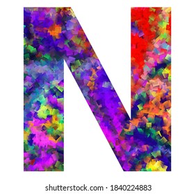 Letter N with colorful abstract inside