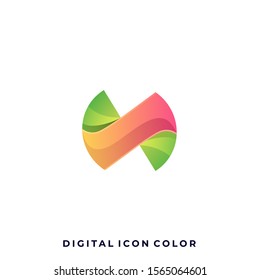 Letter N Colorful Illustration Vector Design Template. Suitable for Creative Industry, Multimedia, entertainment, Educations, Shop, and any related business