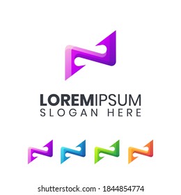 Letter N colorful logo template