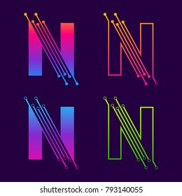 Letter N Colorful logotype design with Dot Linked Shape and line Circle symbol, Technology and Digital Connection concept for your Corporate identity