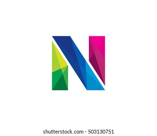 Letter N Colorful Poly Overlay Logo Design Template Element