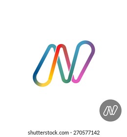 Letter N Colorful Rainbow Ribbon Logo