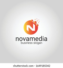 Letter N Colorful  Stylist Logo Vector Icon Design With Gradient and dot