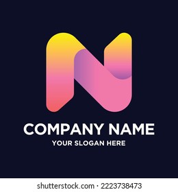 Letter N Colorfull Simple Logo Design