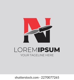 Letter N Combination With Bullet Shot Logo Design Vector Illustration