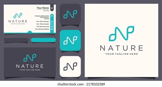 plantilla de diseño de logotipo combinado de hoja de letra N