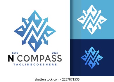 Letter N Compass Arrow Logo Logos Design Element Stock Vector Illustration Template