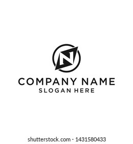 letter n compass logo design vector illustration template