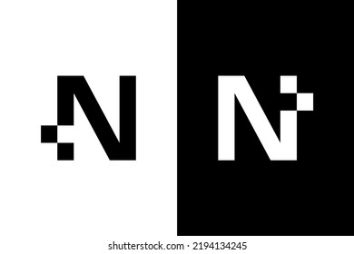Letra N concepto blanco y negro. Muy adecuado para el símbolo, logotipo, nombre de la empresa, nombre de marca, nombre personal, icono y muchos más.