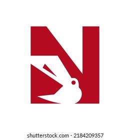 Letter N Construction Logo Combined with Construction Crane Symbol Vector Template