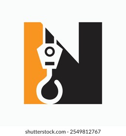 Letter N Crane Logo Concept For Construction Symbol Vector Template