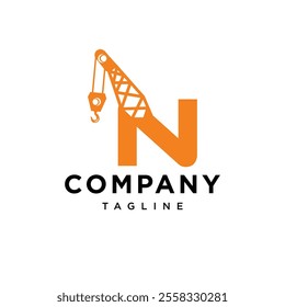 Letter N Crane Logo Icon Vector