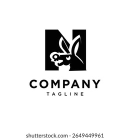 Letter N Crazy Donkey Logo Icon