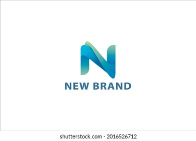 Letter N creative 3d blue color technological business logo