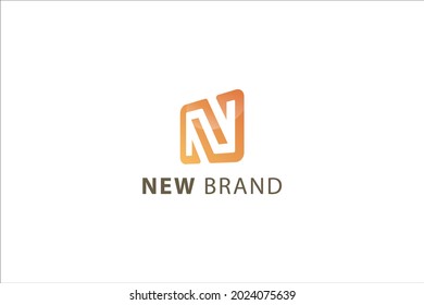 Letter N creative 3d orange color glittering Technological business logo     