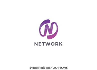 Letter N creative 3d technological business logo    