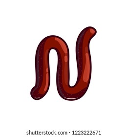 Letter N. Creative chocolate designed font type isolated on white background. Sweet shiny character. 