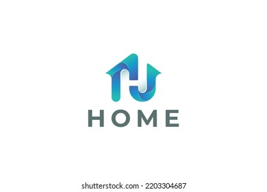 Letter N creative Home 3d technological logo