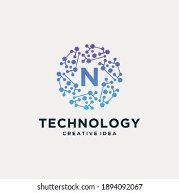 letter N creative logo of a circle technology 