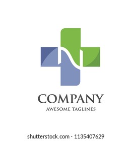 Letter N cross plus medical logo icon design template elements