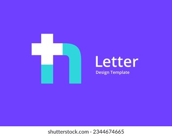 Letra N cruz más elementos de diseño de iconos de logotipo médico