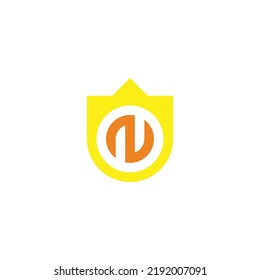 Letter N crown, circle geometric symbol simple logo vector