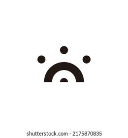 Letter n crown, circles geometric symbol simple logo vector