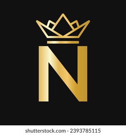 Letter N Crown Logo. Crown Logo for Beauty, Fashion, Star, Elegant, Luxury Sign