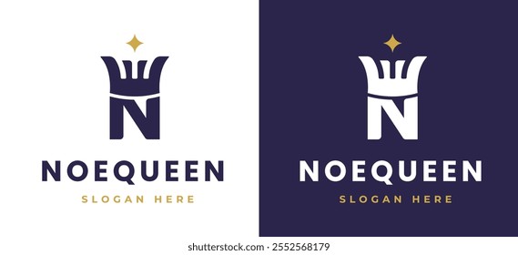 Letra N con concepto de diseño de logotipo de corona. Inicial N con Monograma Elegante Símbolo Monarca con Símbolo Real para Lujo y Premium Branding. Ilustración vectorial de logotipo de alfabeto N