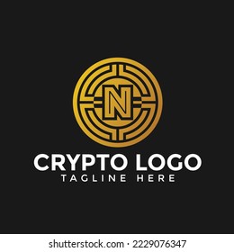 Logotipo de letra n cripto, logo comercial de monedas criptográficas para sitio web