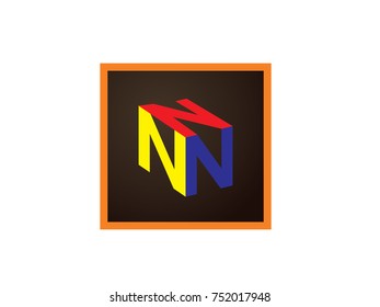 letter N a cube logo vector