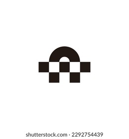 Letter n curve, squares geometric symbol simple logo vector
