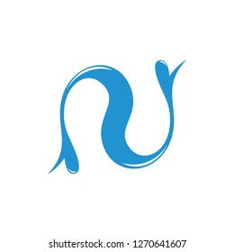 letter n curves motion water design logo vector
