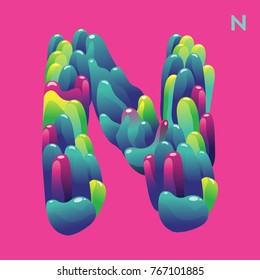 Letter N with Curvy Style. Colourful Logo. Symbol N. Letter icon N.