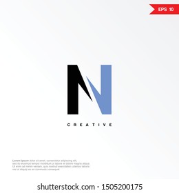 Letter N cut logo and icon, vector template.