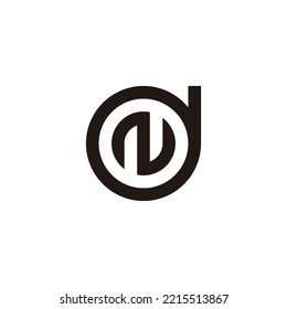Buchstabe N in d, kreisgeometrisches Symbol, einfaches Logo, Vektorgrafik