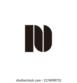 Geometrisches Buchstabensymbol für N und D, einfaches Logo, Vektorgrafik
