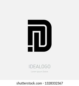 Letter N and D logo design. Minimal monochrome monogram symbol. Premium business logotype. ND - Elegant universal vector sign. Graphic symbol for corporate business identity.