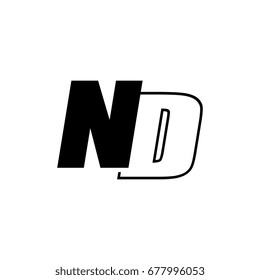 letter N and D logo overlapping black negative