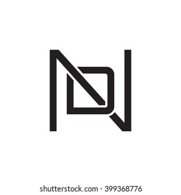 letter N and D monogram square shape logo black
