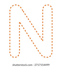 Letra N tracejada linha contorno vetor ilustração versão oranye