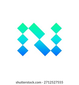 Carta N tecnologia de dados design de logotipo moderno