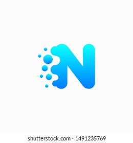 Letter N Design with dot shape. molecule and Lab Logo Design Element. perfect for technology,software, network and science brand. - vector