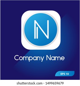 Letter N Design Element Logo Modern shape with an abstract blue background